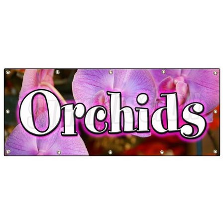 SIGNMISSION ORCHIDS BANNER SIGN flower orchid stand bulb florist flower shop shoppe B-120 Orchids